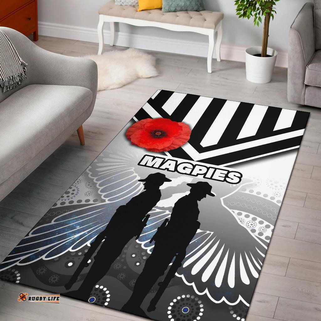 Magpies Area Rug Collingwood ANZAC Day Special Version