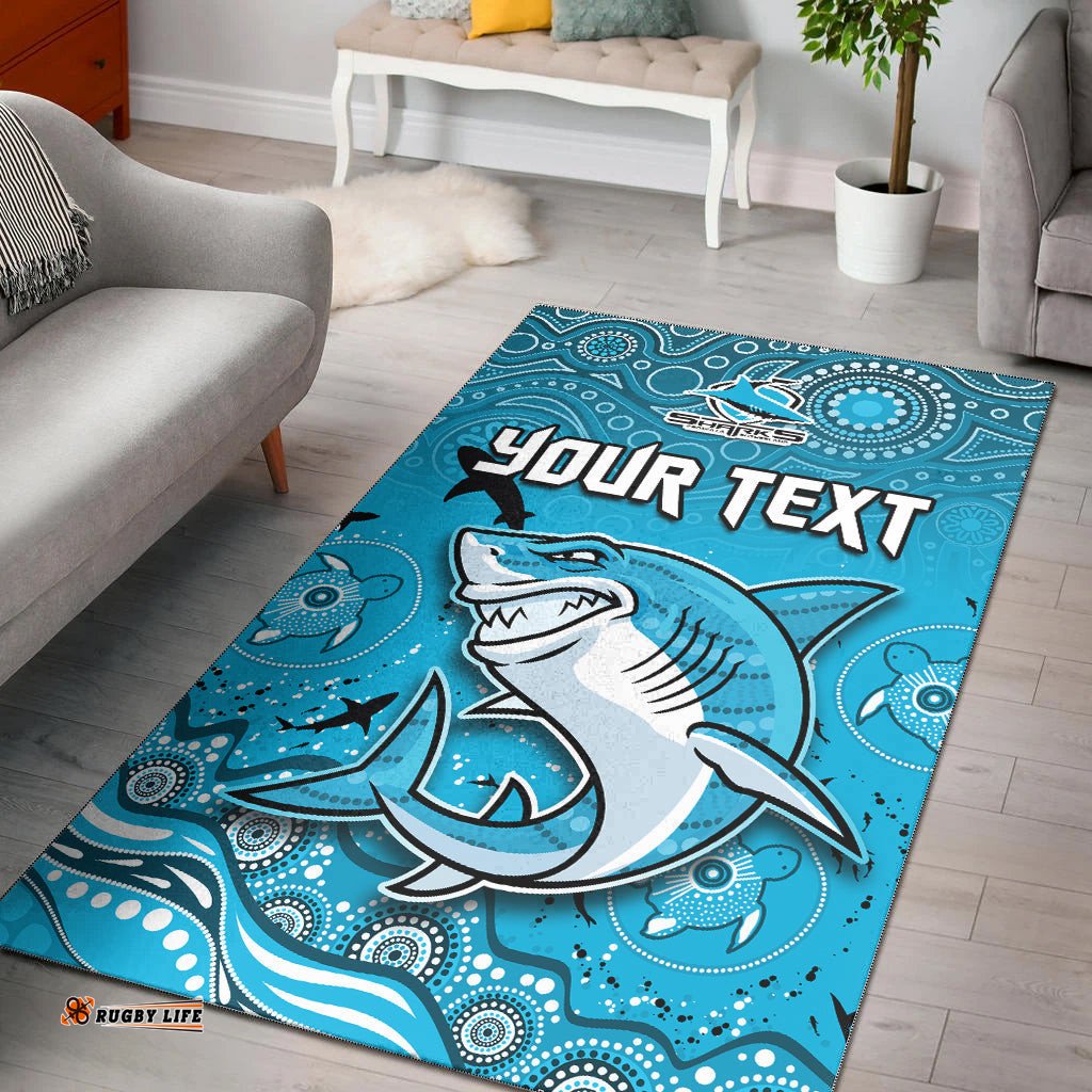 custom personalised sharks rugby area rug go sharkies aboriginal special version tee aussie