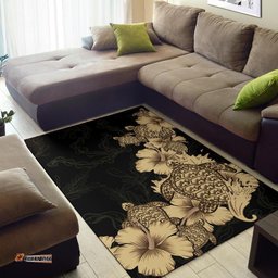 Hibiscus Plumeria Golden Turtle Area Rug