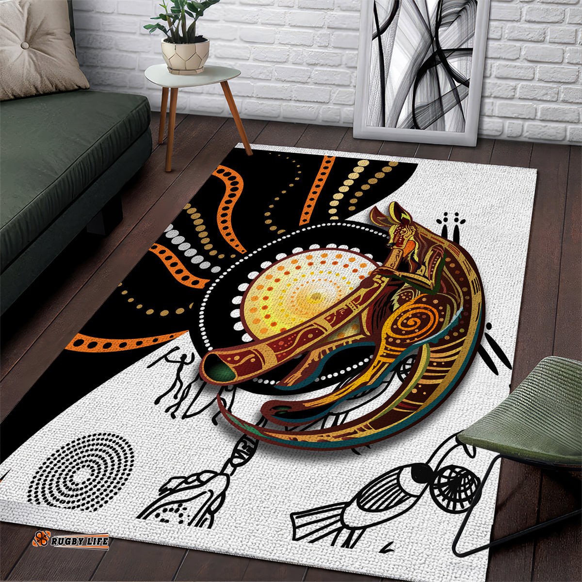 aboriginal kangaroo pattern dot art area rug ts04 tee aussie
