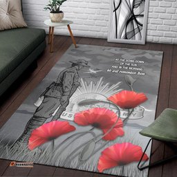 Remembrance Day Area Rug Soldier Australian Army Rising Sun With Red Poppy