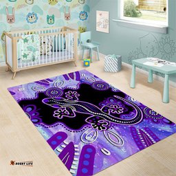 Australia Opal Area Rug Aussie Lizard With Aboriginal Art Purple