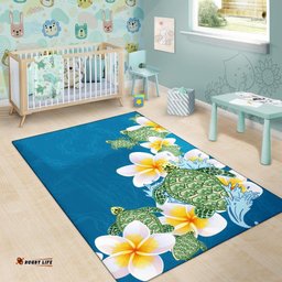 Plumeria Sea Turtle Area Rug