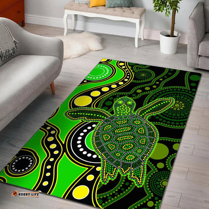 aboriginal turtle area rug green style tee aussie