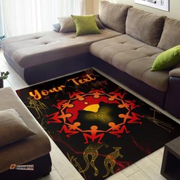 Custom Aboriginal Area Rug Australia Map and Indigenous Flag