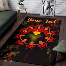 Custom Aboriginal Area Rug Australia Map and Indigenous Flag
