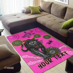 Custom Personalised Panthers Area Rug Aboriginal with Lizard
