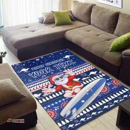 Custom Personalised Australia Christmas Area Rug Aussie Aboriginal Santa Claus is Surfing with Kangaroo