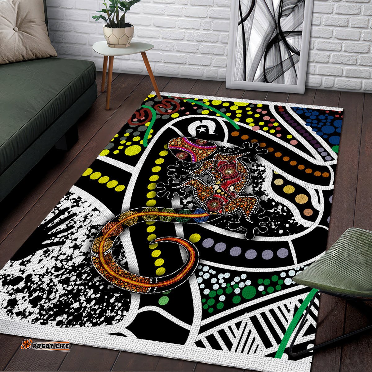 aboriginal lizzard pattern dot art area rug ts04 tee aussie
