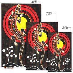 Aboriginal Area Rug Lizard and Aboriginal Flag