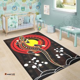 Aboriginal Area Rug Lizard and Aboriginal Flag