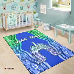 Custom Personalised Torres Strait Islands Area Rug The Dhari Mix Aboriginal Turtle Version Blue 02