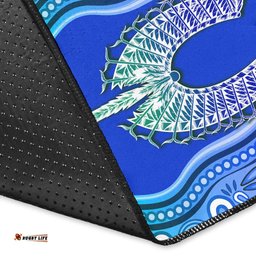 Custom Personalised Torres Strait Islands Area Rug The Dhari Mix Aboriginal Turtle Version Blue 02