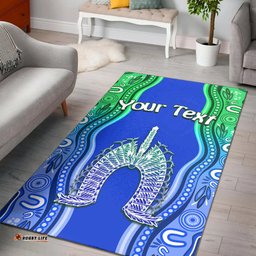 Custom Personalised Torres Strait Islands Area Rug The Dhari Mix Aboriginal Turtle Version Blue 02