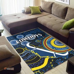 Cowboys Rugby Area Rug Aboriginal Dots Version