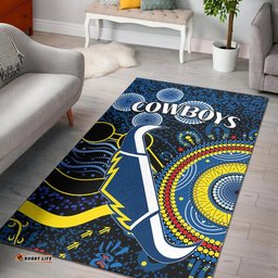 Cowboys Rugby Area Rug Aboriginal Dots Version