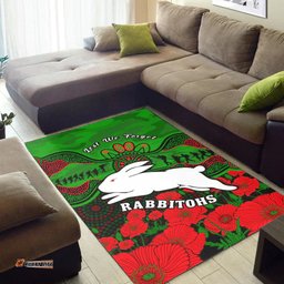 Rabbitohs Rugby ANZAC Area Rug South Sydney Camouflage Poppy Aboriginal