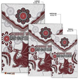 Australia Illawarra and St George Naidoc Area Rug Custom For Our Elders Boomerangs White Area Rug