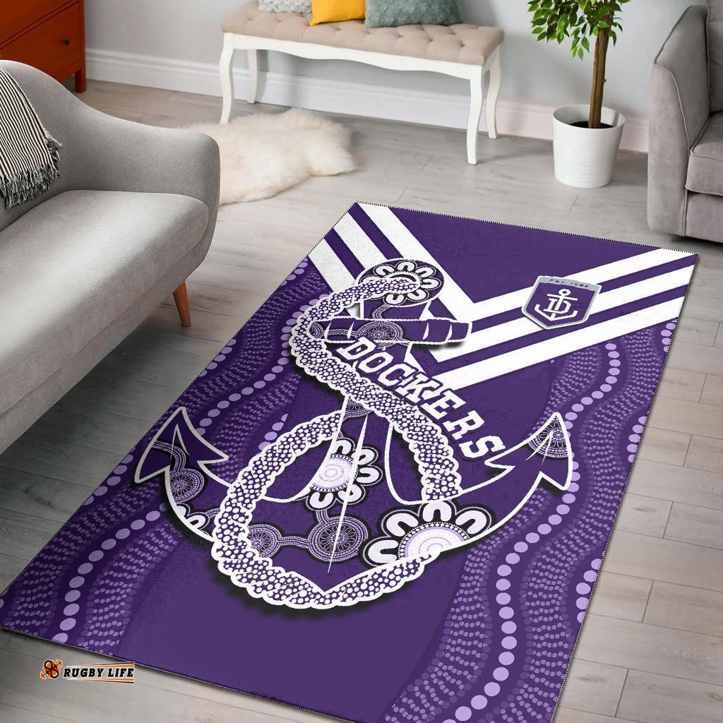 Dockers Football Area Rug Fremantle Anchor Mix Aboriginal Pattern Dynamic Style