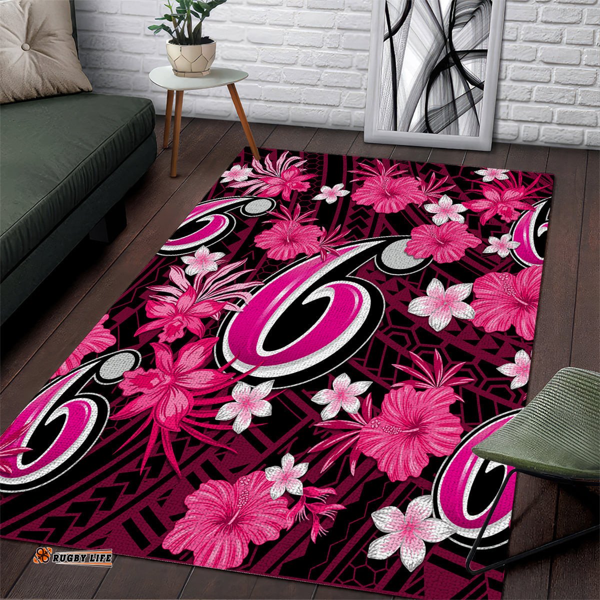Australian Sixers Cricket Area Rug Baeuty Pacific Hibiscus and Polynesian Pattern