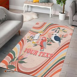 Personalised Australia Hippie Christmas Area Rug Cockatoo Kookaburra with Wattle Pink Peach Style