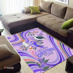 Australia Hippie Christmas Area Rug Cockatoo Kookaburra with Wattle Violet Pastel Color
