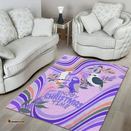 Australia Hippie Christmas Area Rug Cockatoo Kookaburra with Wattle Violet Pastel Color