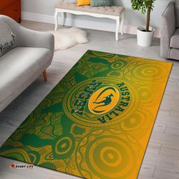 Aboriginal Area Rug Australia Rugby and Coat Of Arms Ver02