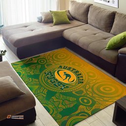 Aboriginal Area Rug Australia Rugby and Coat Of Arms Ver02