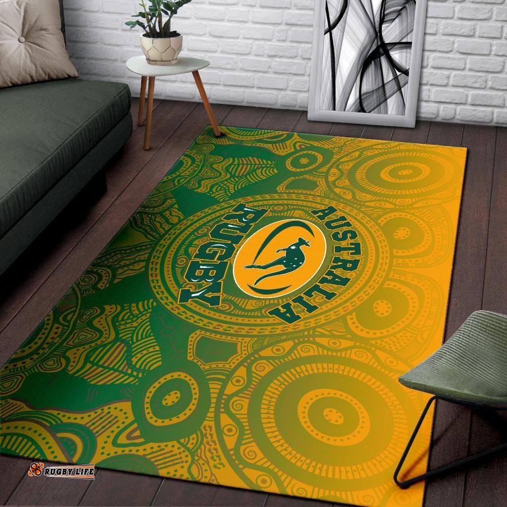 Aboriginal Area Rug Australia Rugby and Coat Of Arms Ver02