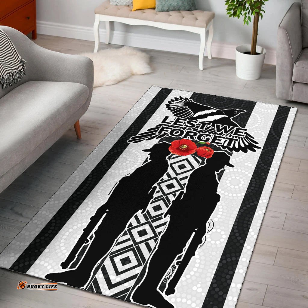 Magpies ANZAC Day Area Rug Indigenous Art