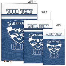 Custom Personalised Cats Football Area Rug Geelong Est 1859 Aboriginal Art