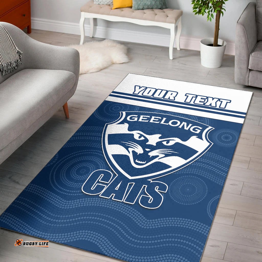 Custom Personalised Cats Football Area Rug Geelong Est 1859 Aboriginal Art