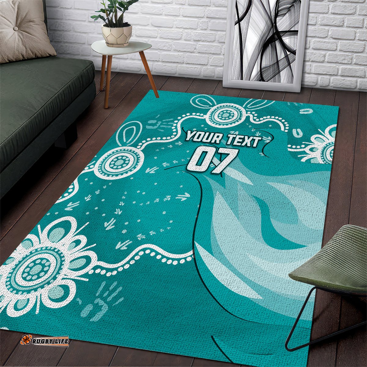 Custom Brisbane Cricket Indigenous Area Rug Feel The Heat