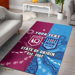 Custom Personalised QLD Maroons And NSW Blues Rugby Area Rug State of Origin Indigenous