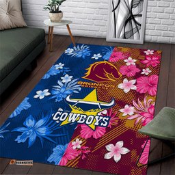 nrl cowboys and broncos area rug sporty style tee aussie