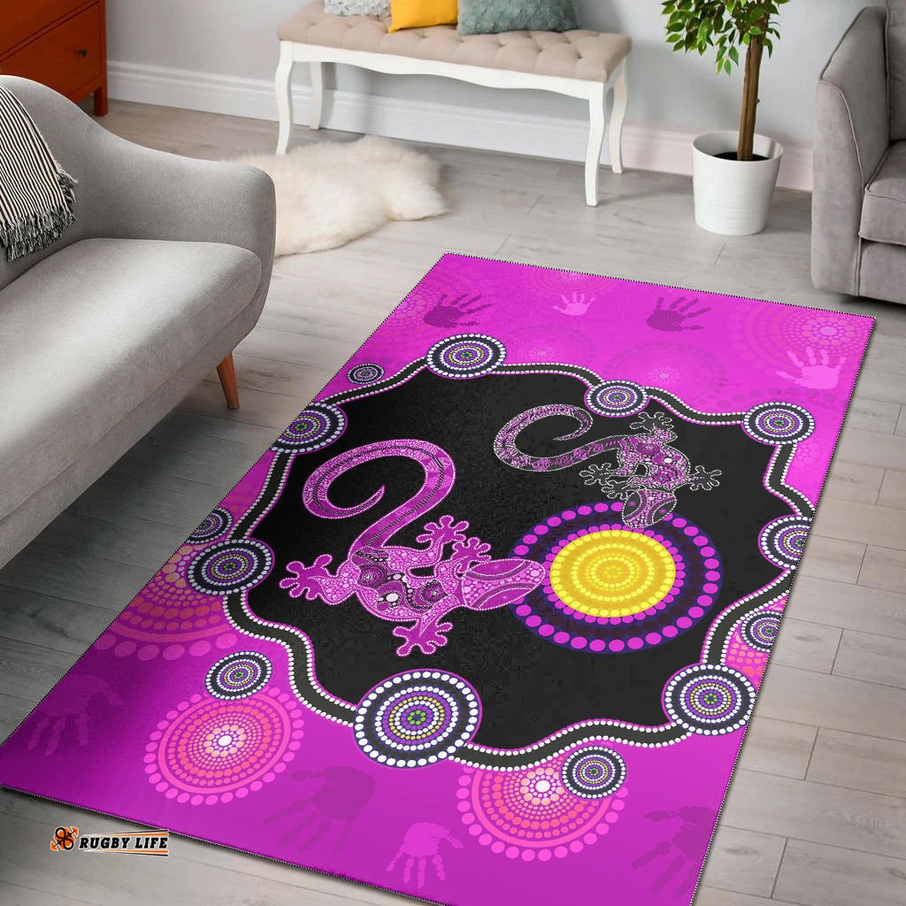 Aboriginal Lizard Area Rug Attracted Australia Version Purple