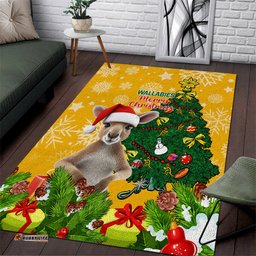 Personalised Wallabies Rugby Christmas Area Rug Merry Xmas With Australian Kangaroo