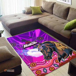 Broncos Rugby Area Rug Custom Broncos Horse Rugby with Aboriginal Low Poly Style Rug
