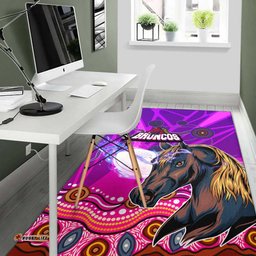 Broncos Rugby Area Rug Custom Broncos Horse Rugby with Aboriginal Low Poly Style Rug