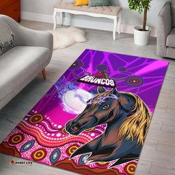 Broncos Rugby Area Rug Custom Broncos Horse Rugby with Aboriginal Low Poly Style Rug