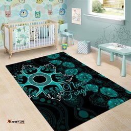 Heat Cricket Never Forget Custom Area Rug ANZAC Day with Poppy Aboriginal