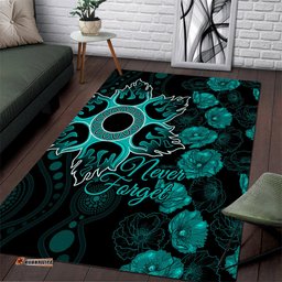 Heat Cricket Never Forget Custom Area Rug ANZAC Day with Poppy Aboriginal