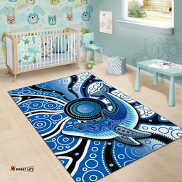 Aboriginal Dolphins Area Rug Blue Sea