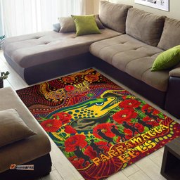 Eels Rugby Aboriginal ANZAC Day Custom Area Rug Lest We Forget Eels With Poppy Flower