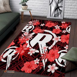 Australian Renegades Cricket Area Rug Baeuty Pacific Hibiscus and Polynesian Pattern