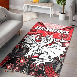 Dragons Rugby Area Rug Indigenous Pattern Artsy Version