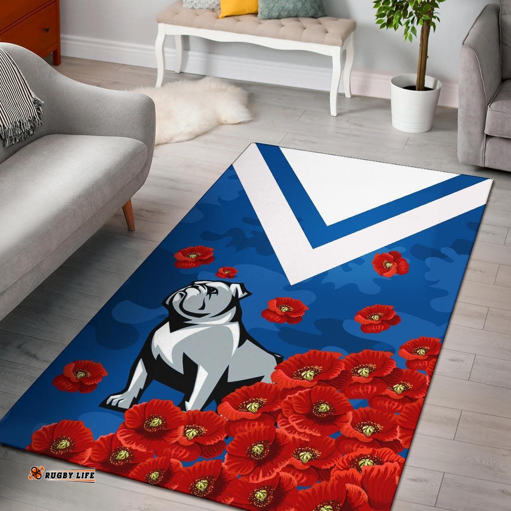 bulldogs area rug poppy flowers tee aussie