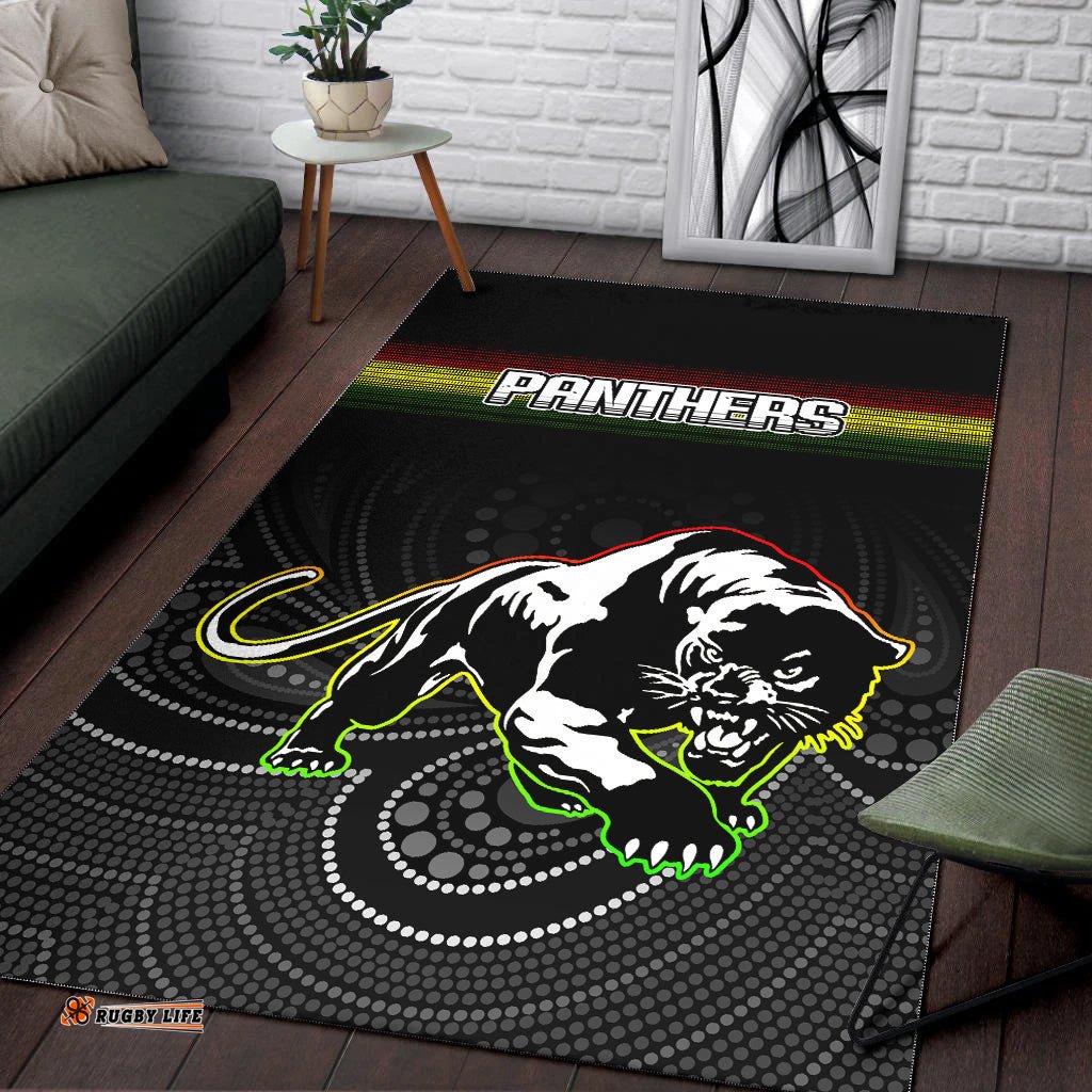 black panthers rugby league aboriginal area rug tee aussie