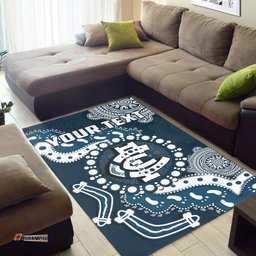 Custom Personalised Carlton Football Area Rug Blues 1864 Boomerang Indigenous Artsy